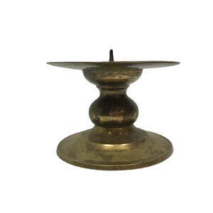 Vintage MCM Solid Brass Pedestal Candle Holder